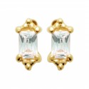 Boucles d'oreilles puces en plaqué or pierre rectangle en zirconium