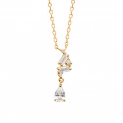 Collier plaqué or pierre goutte poire en zirconium pas cher obrillant-bijoux