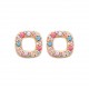 Boucles d'oreilles puces carrés pierres en cristal multicolore en plaqué or pas chère obrillant-bijoux