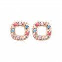 Boucles d'oreilles puces pavé pierres cristal multicolore en plaqué or