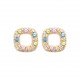 Boucles d'oreilles puces carrés pierres en cristal multicolore en plaqué or pas chère obrillant-bijoux