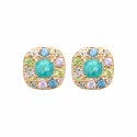 Boucles d'oreilles puces pierre Amazonite en plaqué or