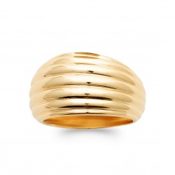 Bague large Plaqué or bombée striée pas chère obrillant-bijoux