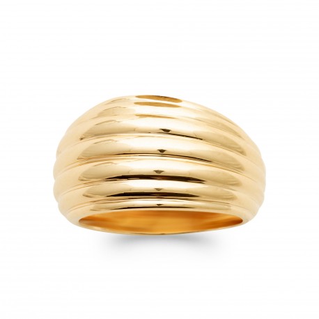 Bague large Plaqué or bombée striée pas chère obrillant-bijoux
