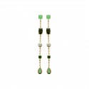 Boucles d'oreilles longues plaqué or pierres vertes et zirconium