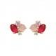 Boucles d'oreilles puces plaqué or pierres roses et zirconium pas chère obrillant-bijoux