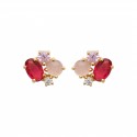 Boucles d'oreilles puces plaqué or pierres roses et zirconium