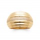 Bague large volumineuse Plaqué or bombée striée avec zirconium pas chère obrillant-bijoux