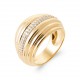 Bague large volumineuse Plaqué or bombée striée avec zirconium pas chère obrillant-bijoux