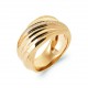 Bague large volumineuse Plaqué or bombée striée avec zirconium pas chère obrillant-bijoux