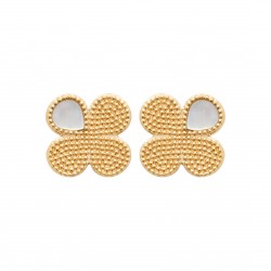 Boucles d'oreilles puces papillon stylisé en Plaqué or et nacre véritable pas chère obrillant-bijoux