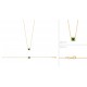 Collier Plaqué Or pierre carré en cristal vert et zirconium pas cher obrillant-bijoux