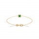 Bracelet plaqué or pierre carré en cristal vert et zirconium pas cher obrillant-bijoux
