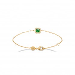 Bracelet plaqué or pierre carré en cristal vert et zirconium pas cher obrillant-bijoux