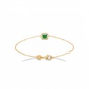 Bracelet plaqué or pierre carré en cristal vert et zirconium