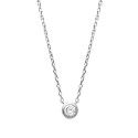 Collier en argent rhodié solitaire pierre ronde sertie clos en zirconium blanc