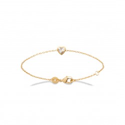 Bracelet en plaqué or pierre sertie cœur en zirconium st valentin obrillant-bijoux