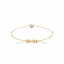 Bracelet en plaqué or pierre serti clos forme de cœur en zirconium blanc