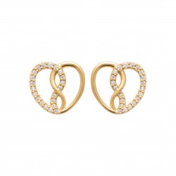 Boucles d'oreilles puces coeur baroque en plaqué or et zirconium st valentin pas chère obrillant-bijoux