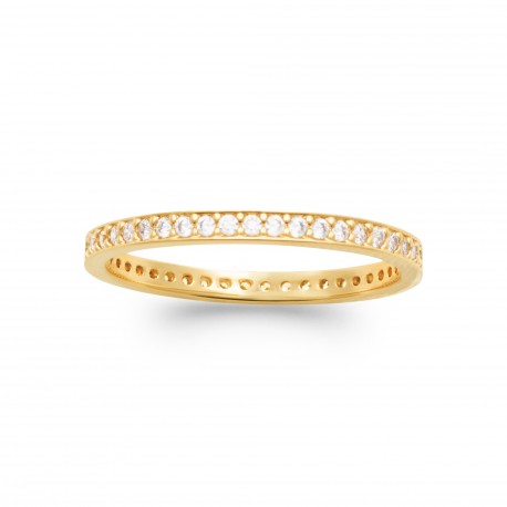 Bague Alliance Plaqué Or pierres en zirconium blanc pas chère Obrillant-bijoux