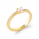 Bague solitaire Plaqué or pierres en zirconium blanc pas chère Obrillant-bijoux