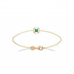 Bracelet plaqué or pierre carré en cristal vert et zirconium pas cher obrillant-bijoux