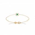 Bracelet plaqué or pierre carré en cristal vert pavé zirconium