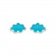 Boucles d'oreilles enfant nuage laque bleue en argent pas cher obrillant-bijoux