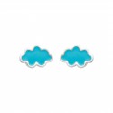 Boucles d'oreilles enfant nuage laque bleue en argent
