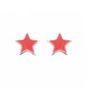 Boucles d'oreilles enfant étoile laque rouge et argent