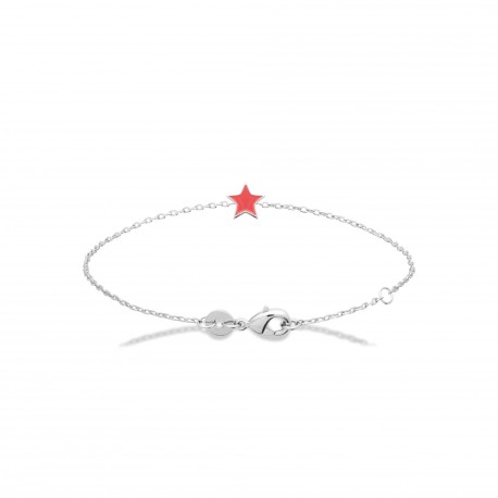 Bracelet enfant étoile laque rouge en argent pas cher obrillant-bijoux