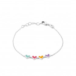 Bracelet enfant coeurs laque multicolore en argent pas cher obrillant-bijoux
