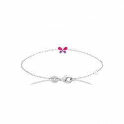 Bracelet enfant Papillon laque rose en argent pas cher obrillant-bijoux