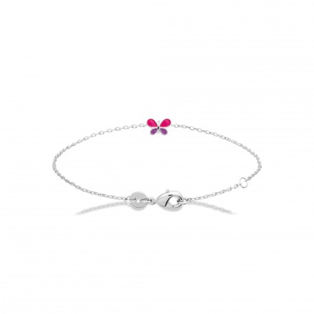 Bracelet enfant Papillon laque rose en argent pas cher obrillant-bijoux