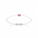 Bracelet enfant Papillon laque rose en argent