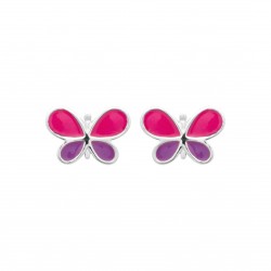 Boucles d'oreilles enfant Papillon rose en argent pas cher obrillant-bijoux