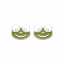 Boucles d'oreilles enfant Grenouille verte et argent