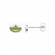 Boucles d'oreilles enfant Grenouille verte en argent pas cher obrillant-bijoux