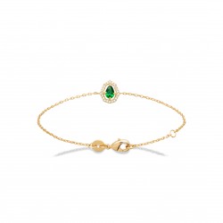 Bracelet plaqué or pierre verte ovale en cristal et zirconium pas cher obrillant-bijoux