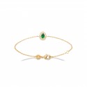 Bracelet plaqué or pierre verte ovale en cristal et zirconium