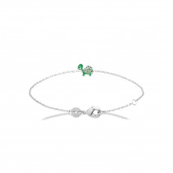 Bracelet enfant Tortue verte et argent pas cher obrillant-bijoux