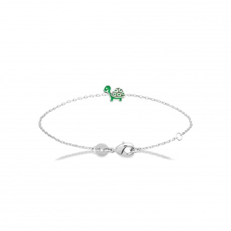 Bracelet enfant Tortue verte et argent pas cher obrillant-bijoux