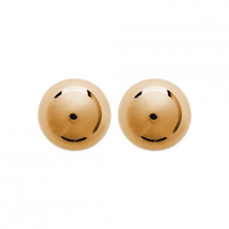 Boucles d'oreilles puces plaqué or boule creuse 12 mm pas chères obrillant-bijoux