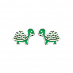 Boucles d'oreilles enfant Tortue en argent pas cher obrillant-bijoux