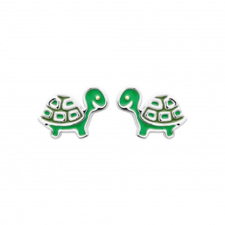 Boucles d'oreilles enfant Tortue en argent pas cher obrillant-bijoux