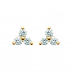 Boucles d'oreilles puces triangle en zirconium et plaqué or pas chère obrillant-bijoux