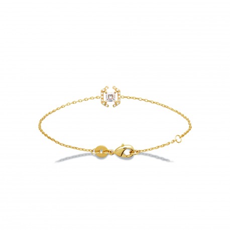 Bracelet plaqué or pierre carré en zirconium pas cher obrillant-bijoux