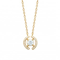 Collier Plaqué Or pierre ronde zirconium pas cher obrillant-bijoux