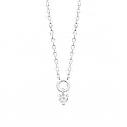 Collier argent pampille pierre coeur en zirconium pas cher obrillant-bijoux