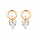 Boucles d'oreilles Plaqué Or pampille coeur pierre en zirconium